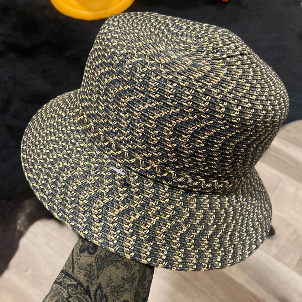 Nine West black and cream braided bucket hat, new - Picture 1 of 4
